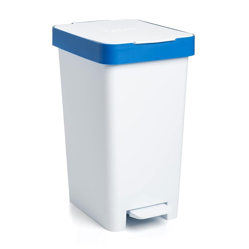TATAY Recycling Bin Smart 25L, Fits 30L Bags, Compact Design, Foot Pedal Opening, Indoor and Outdoor Use, White