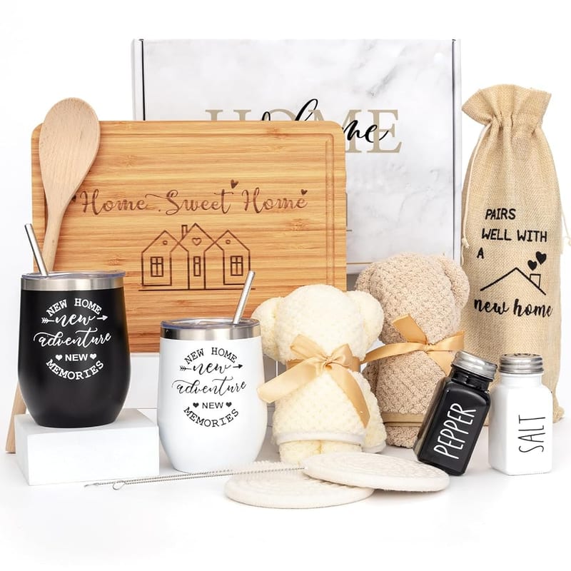 House Warming Gifts: New Home (11 Piece Set), Unique Gift Baskets for Couples, New Homeowners, Welcome New House Gift Ideas for Couples, Clients, Men, Closing Gift for Home Buyers Realtors, First Apartment Essentials