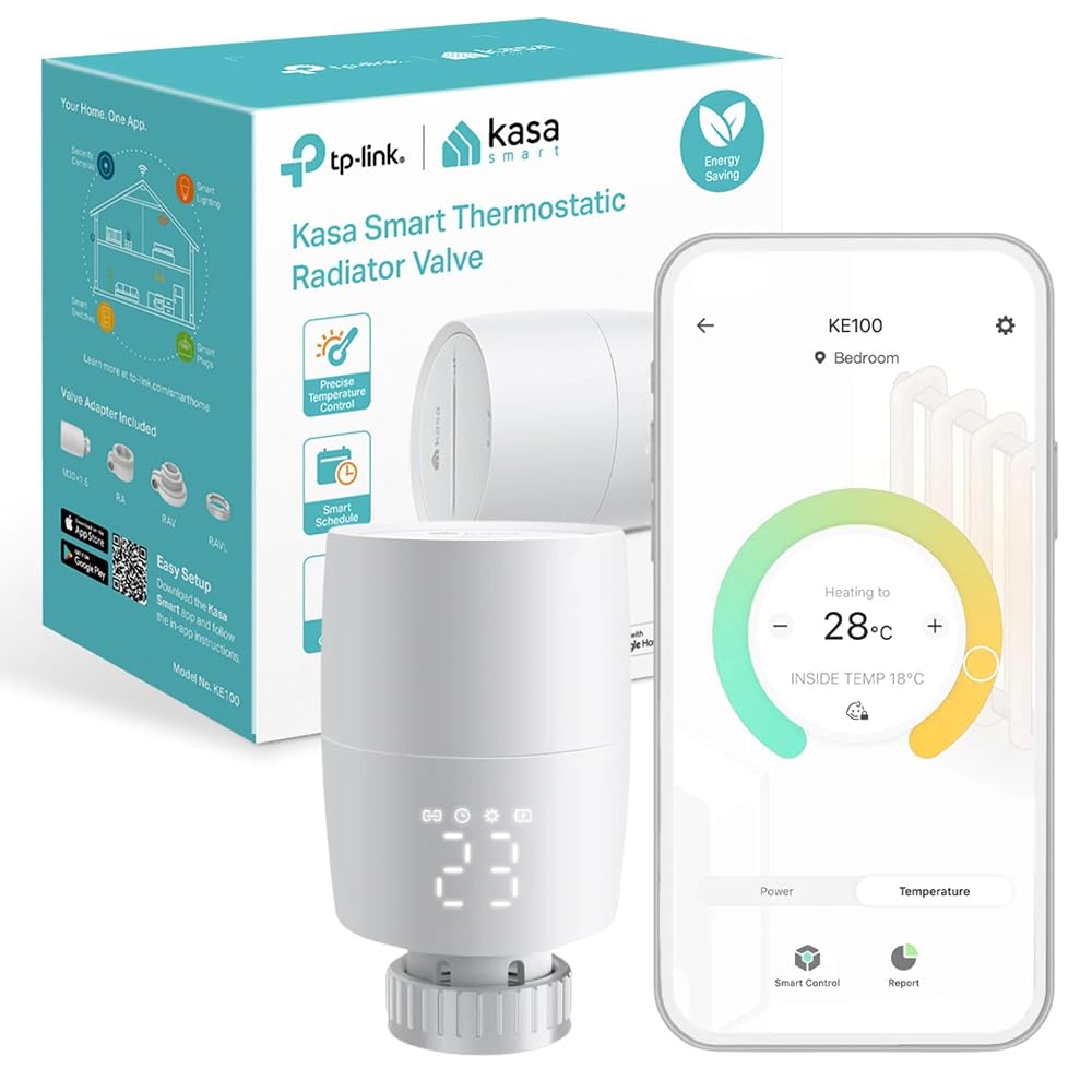 Kasa KE100 Smart Radiator Thermostat, Smart TRV with Precise Temperature Control, Schedules & Frost Protection