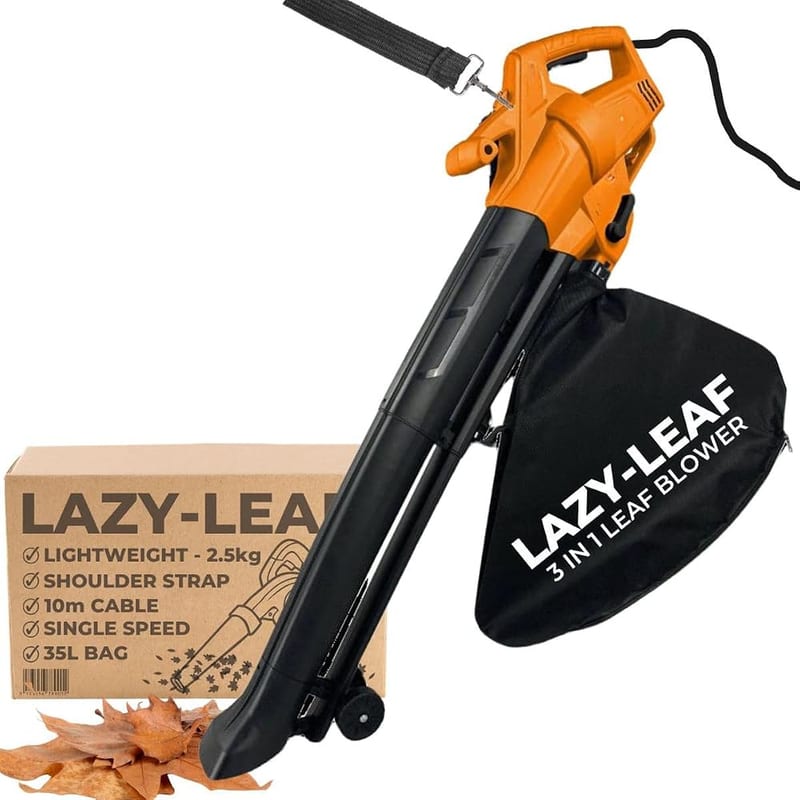 Lazy-Leaf Leaf Blower and Vacuum – Powerful Corded Leaves Collector for Gardens, Patios, Gutters and Driveways