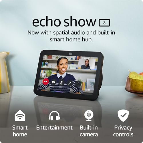 Amazon Echo Show 8 (3rd Generation, 2023), HD Smart Touchscreen with Spatial Audio, Smart Home Hub, Charcoal