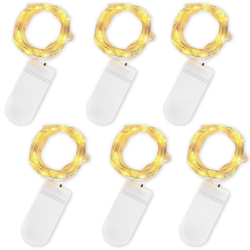 Jsdoin Fairy Lights, 6 Pack 2m 20 LED Battery Operated Copper Wire String Lights, Warm White