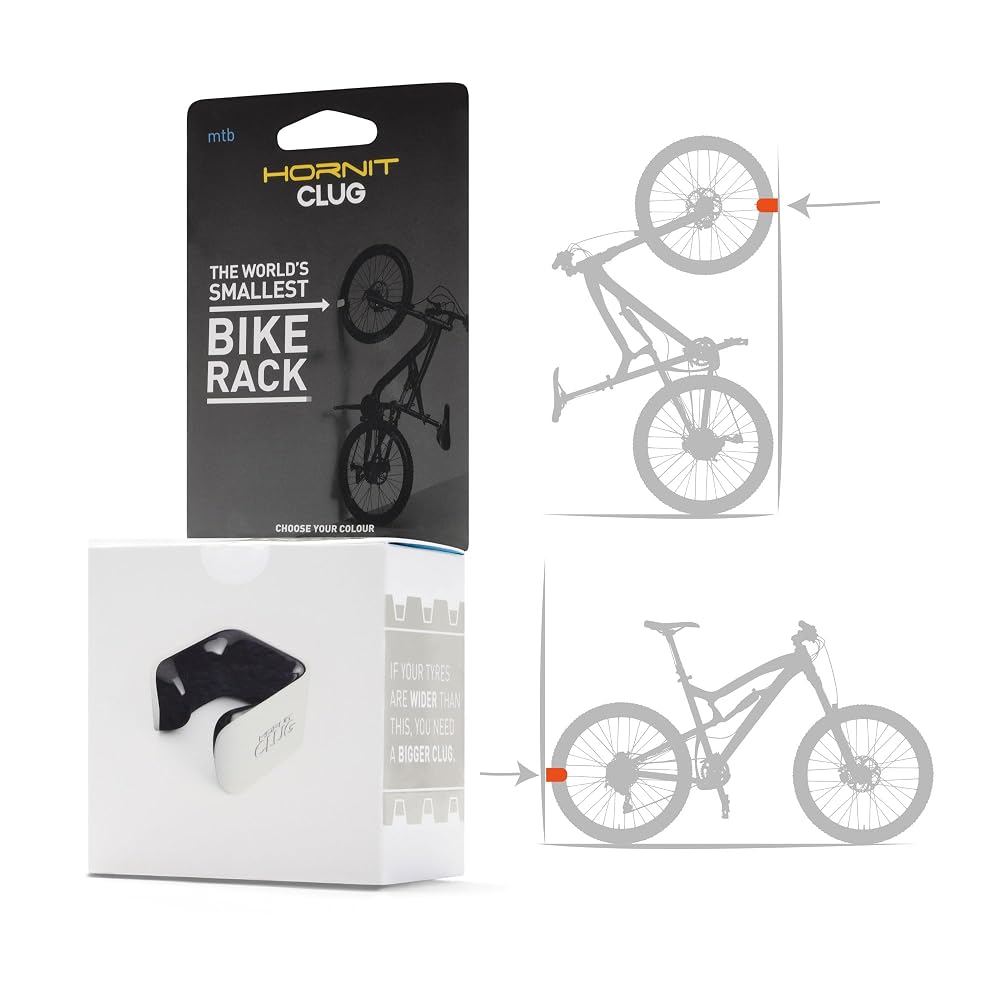 Hornit CLUG Bike Rack Wall Mounted, 5 Sizes, Easy To Install, Roadie
