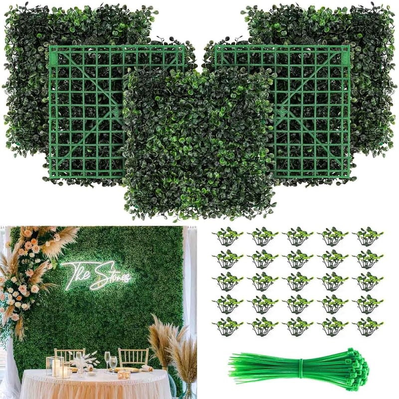 KASZOO Grass Wall 12 Pack 10"x10" Artificial Boxwood Hedge Wall Panels for Garden Fence and Backdrop Decoration