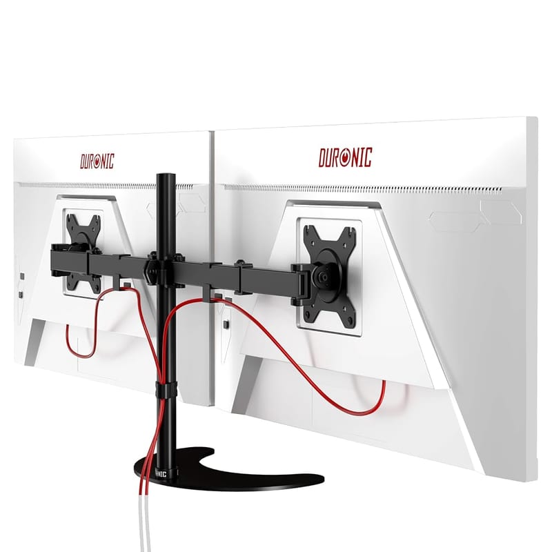 Duronic Dual Monitor Stand DM15D2, Double Monitors Arm Desk Mount for Two 13-27" PC Screens, Height Adjustable Monitor Mounts with VESA 75 100