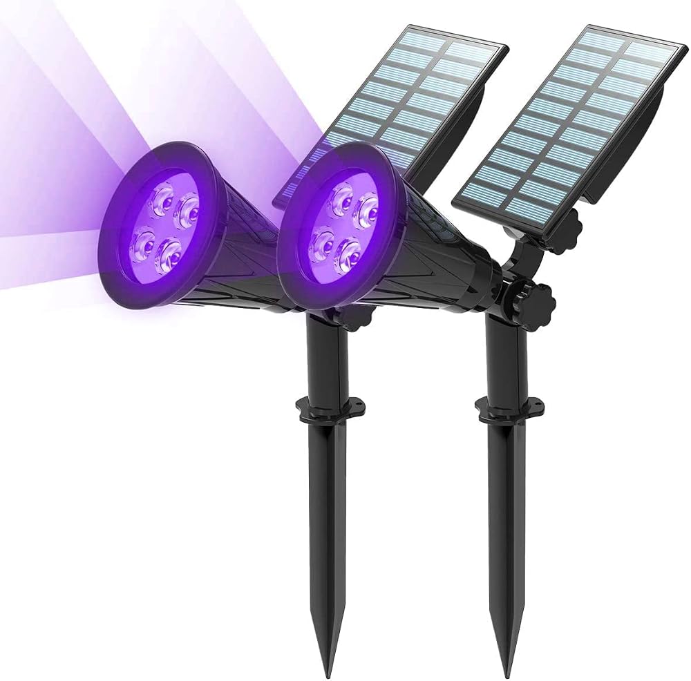 T-SUN 2 Pack LED Solar Spotlights, Super Bright 250LM Outdoor Security Garden Landscape Lamps