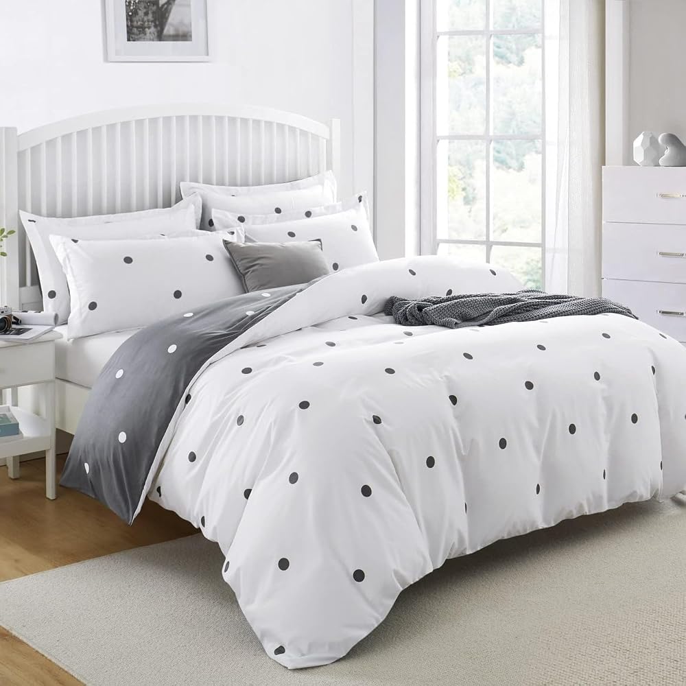 Imperial Rooms King Size Duvet Cover Sets Reversible Printed Bedding Set Premium Brushed Microfiber Duvet Covers with Pillowcases (Dotted 230x220 CM)
