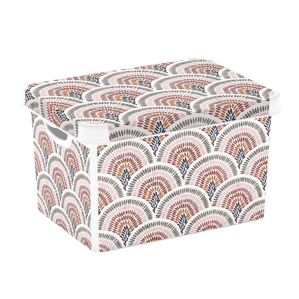 Curver Stockholm Deco Storage Box, Fade-Resistant IML Finish, Stackable & Lightweight, 22 Litres, Boho White
