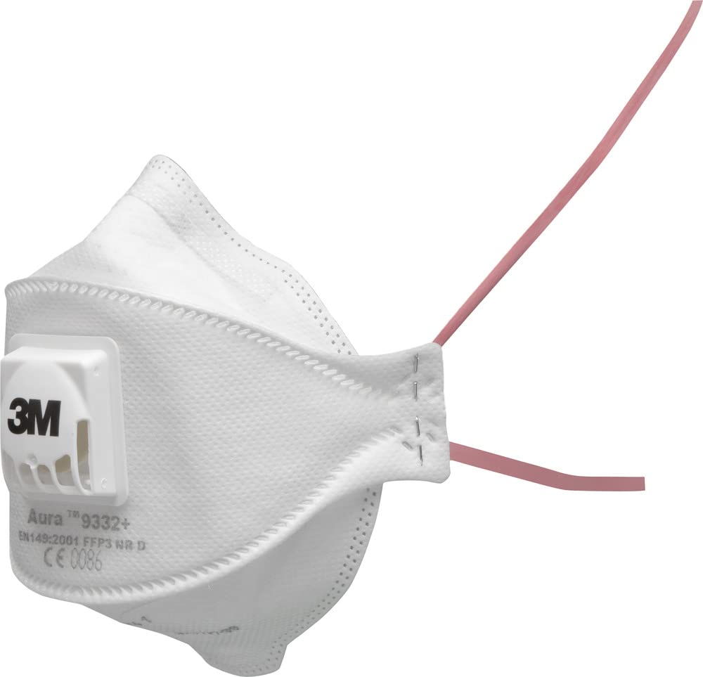 3M Aura Particulate Respirator FFP3, Valved (Cool Flow Valve), 9332+, 10 Per Pack