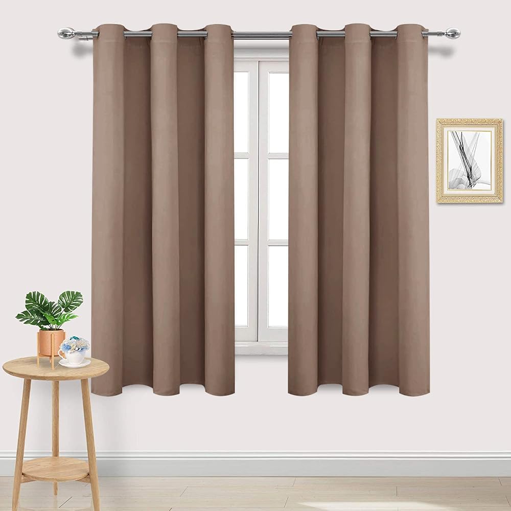 DWCN Khaki Blackout Curtains, Thermal Insulated Eyelet Curtains for Bedroom & Living Room, 46 x 54 Inch, 2 Panels