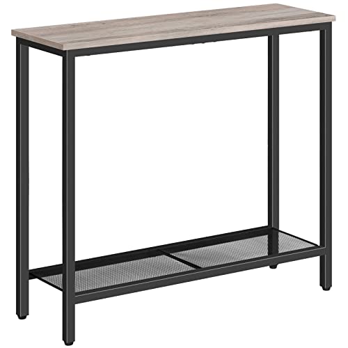 HOOBRO Slim Console Table for Hallway, Metal Frame, Greige and Black