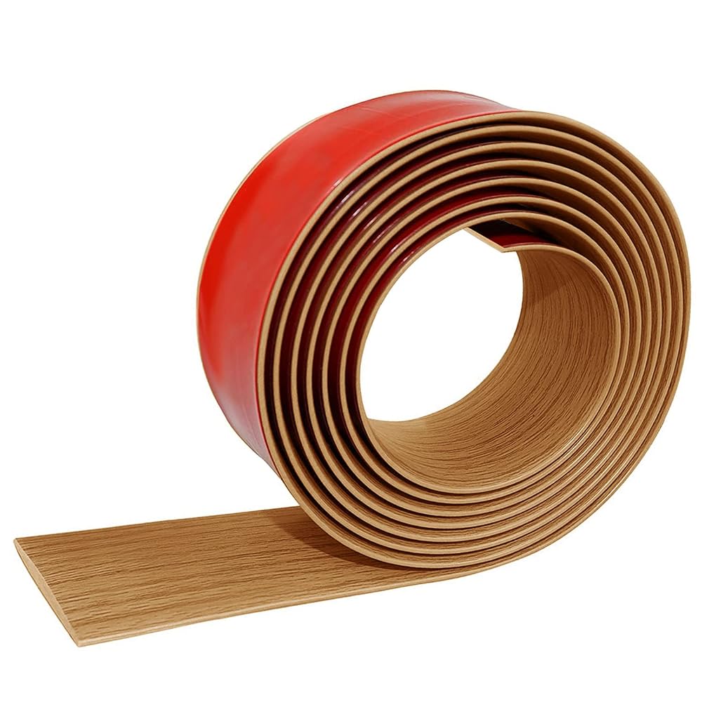 4M Self Adhesive Threshold Transition Strip, Vinyl Laminate Flooring Trim, PVC Flat Door Threshold Bar, Yellow Oak