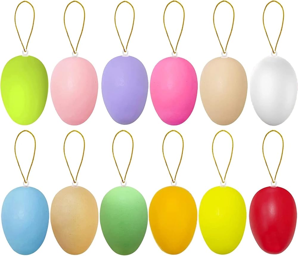 CYCFMYYLY Easter Decorations, 12Pcs Easter Eggs Decorations Colorful Easter Hanging Eggs, Easter Decorations Home, Easter Egg Hunt Decorations, Easter Tree Decorations
