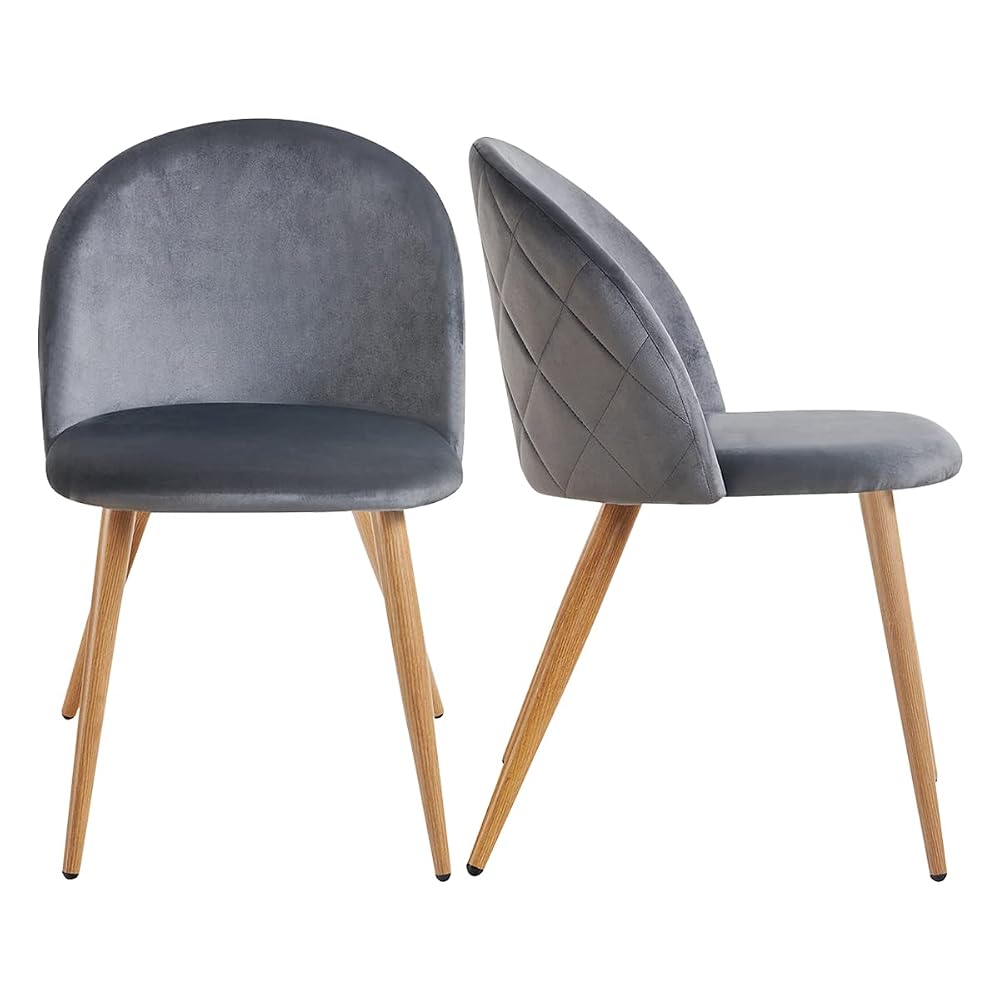FurnitureR Dining Chairs Set of 2, Velvet Upholstered Accent Leisure Side Chairs