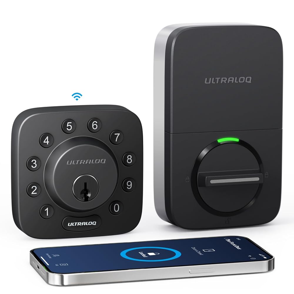 ULTRALOQ U-Bolt Pro Smart Lock with Door Sensor, 6-in-1 Keyless Entry, Built-in WiFi, Fingerprint ID