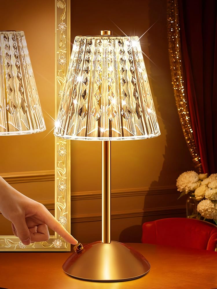 One Fire Table Lamp, 10-Way Dimmable Rechargeable Battery Operated Bedside Lamp, Touch Control
