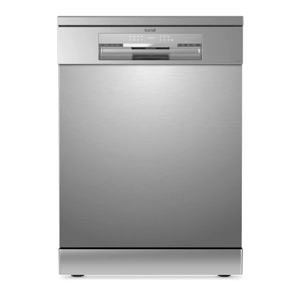 Baridi Freestanding Dishwasher, Full Size, 60cm Wide, 14 Place Settings, 8 Programs - Silver (DH167)
