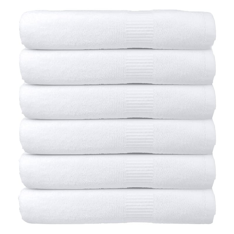 Pearl Linens Bath Towel Set of 6, 100% Cotton Premium, White Hotel Towels