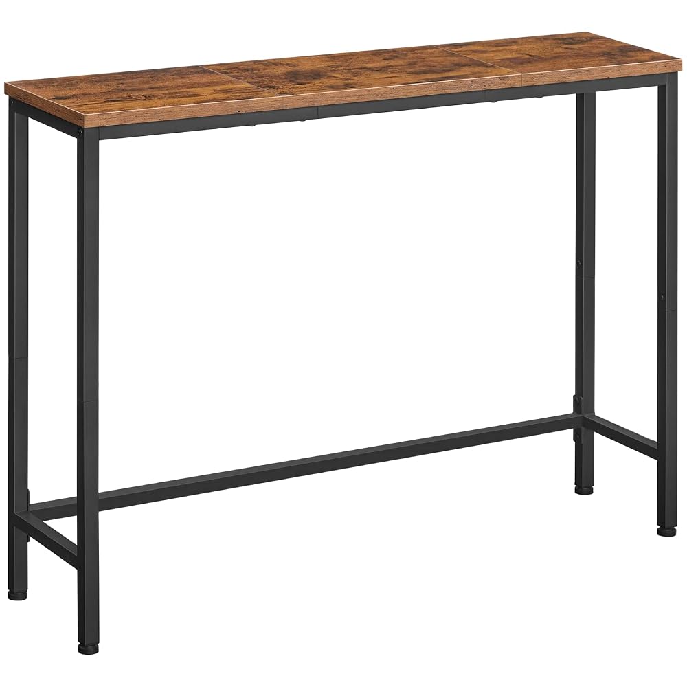 HOOBRO Narrow Console Table, 100 cm Long Slim Console Table for Hallway, Hallway Table for Small Spaces, Living Room, Rustic Brown