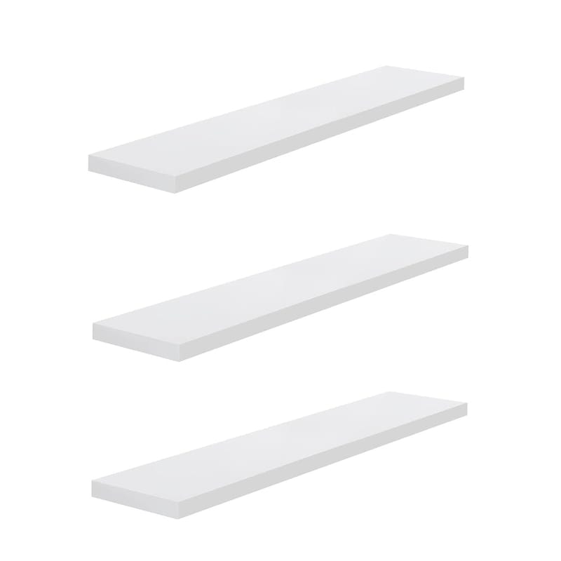 Roseley Set of 3 Floating Shelves 60cm High Gloss Wall Mounted Storage, White