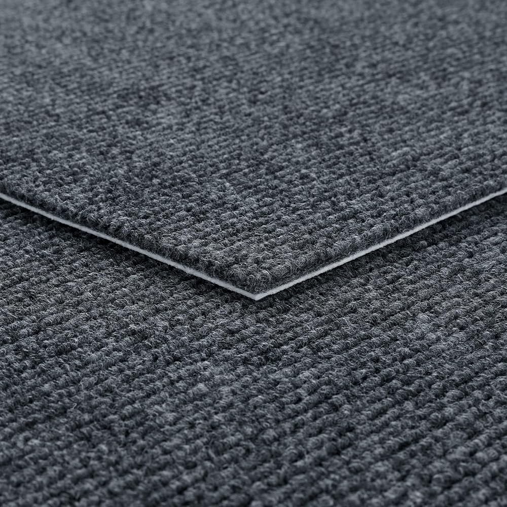 Livelynine Self Adhesive Carpet Tiles Heavy Duty, 16 Tiles Dark Grey 30x30cm, Anti-Slip Floor Covering for Home, Office, Apartment