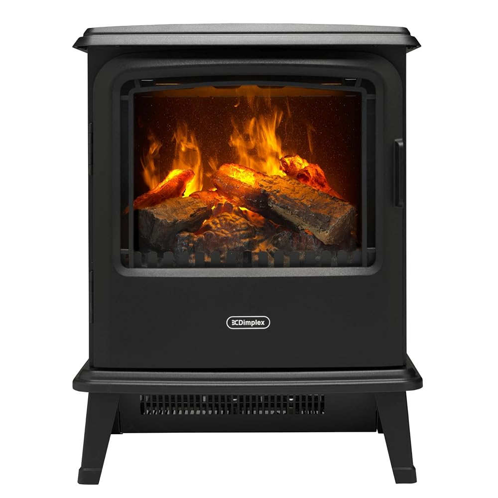 Dimplex Bayport Optimyst Water Vapour Electric Stove Fire, Real Flame Effect, Black Fireplace, Log Fuel Bed, 1000W/2000W Fan Heater