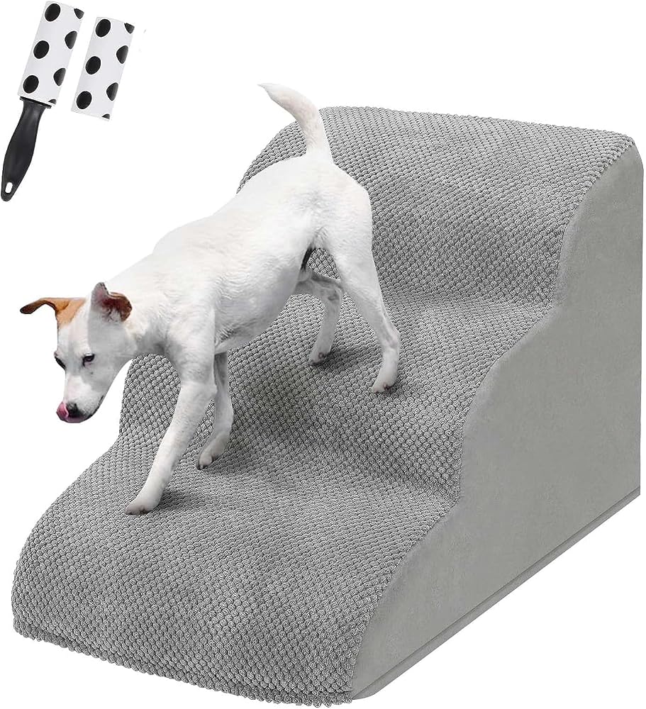 LIANTRAL 3 Steps Dog Ramp/Stairs for Bed and Sofa, Durable High Density Foam Pet Stairs to Reduce Stress on Pet Joints
