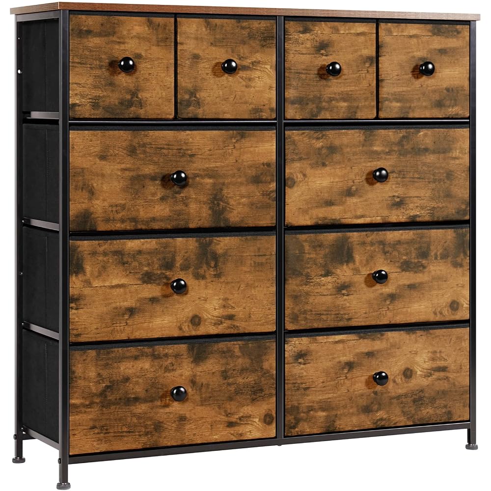LYNCOHOME Chest of Drawers, Bedroom Furniture with 10 Large Drawers