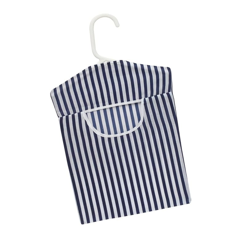S & S PRODUCTS Peg Bag with Hanger, Easy Hanging Hook, Holds Up to 50 Pegs, Reusable, for Washing Line, Indoor/Outdoor, Blue-White