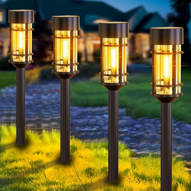 nipify LED Solar Light Outdoor Garden Stake, 4 Pack, Auto On/Off
