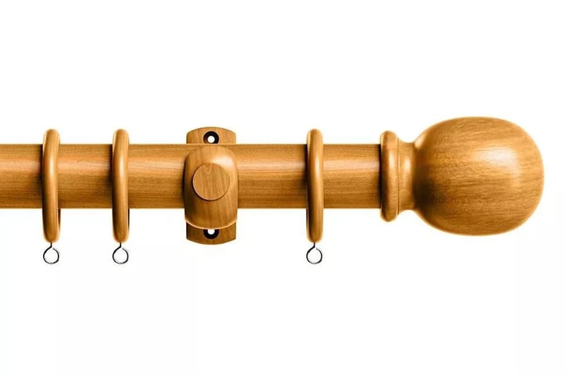 28mm Wooden Curtain Pole Set (300cm, Antique Pine)