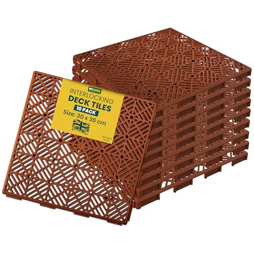 My Garden Interlocking Decking Tiles Outdoor, 30x30cm 10 Pack