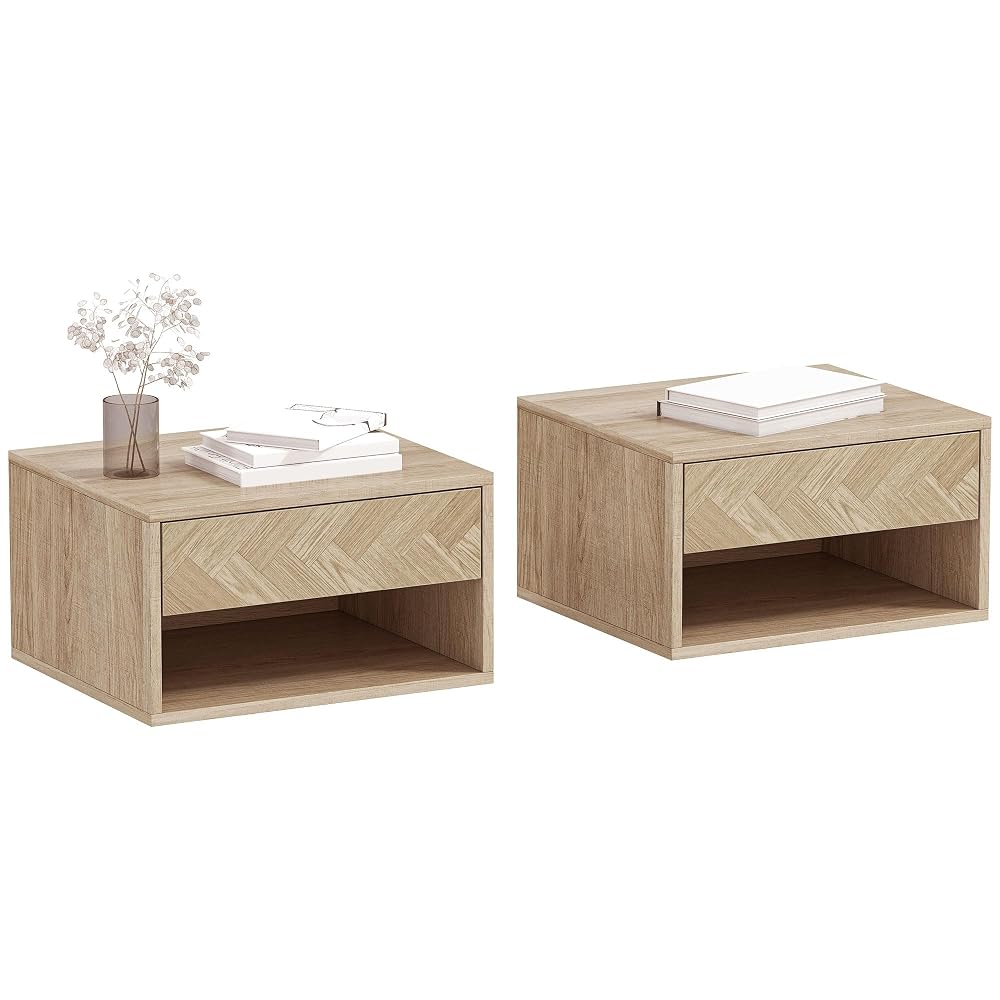 HOMCOM Floating Bedside Tables Set of 2, Wall Mounted Nightstand