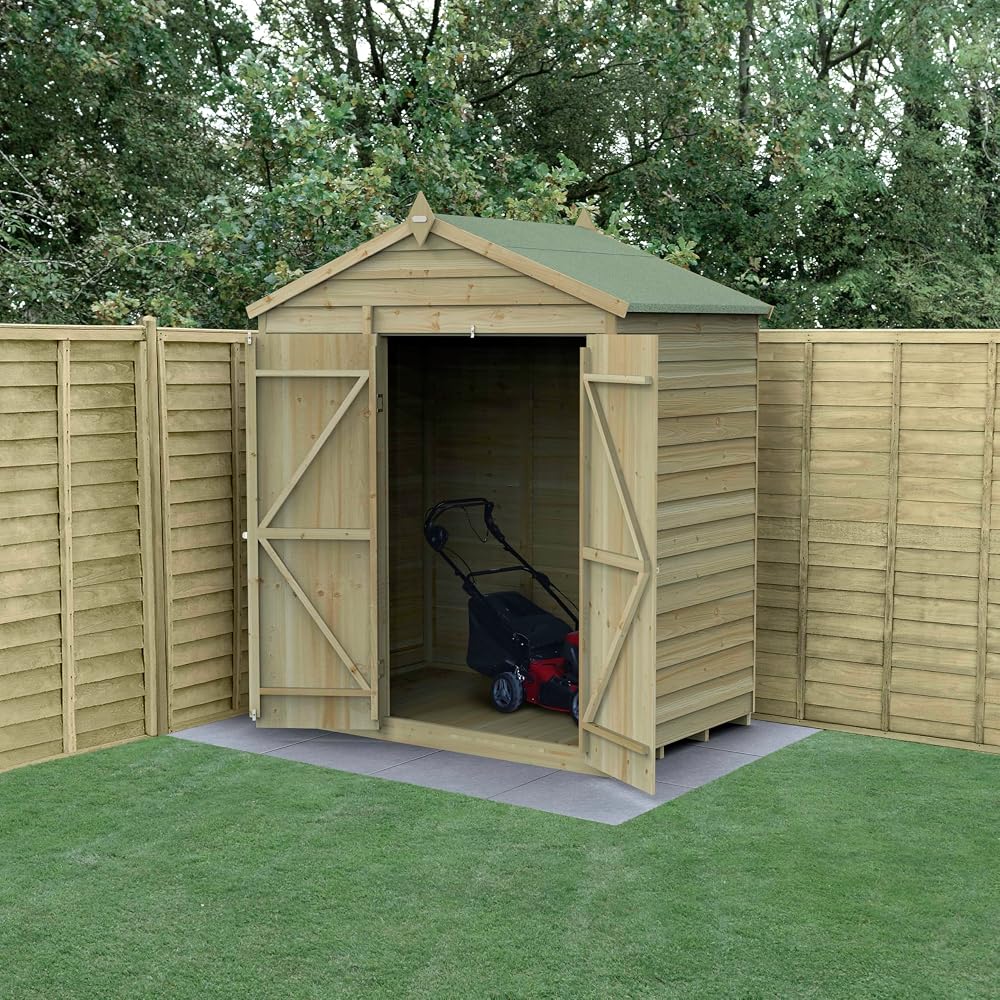 Forest Garden 4LIFE Apex Shed 6x4 - Double Door - No Window, 25 Year Guarantee