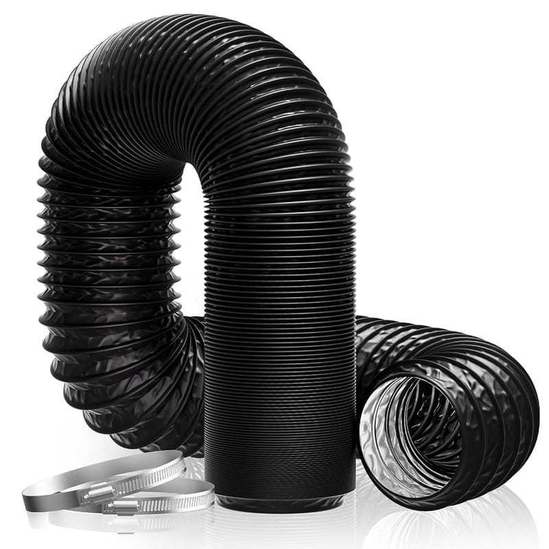 Hon&Guan 4 Inch Aluminium PVC Ventilation Air Ducting Flexible Hose 100mm with 2 Clamps (100mm x 5m, Black)