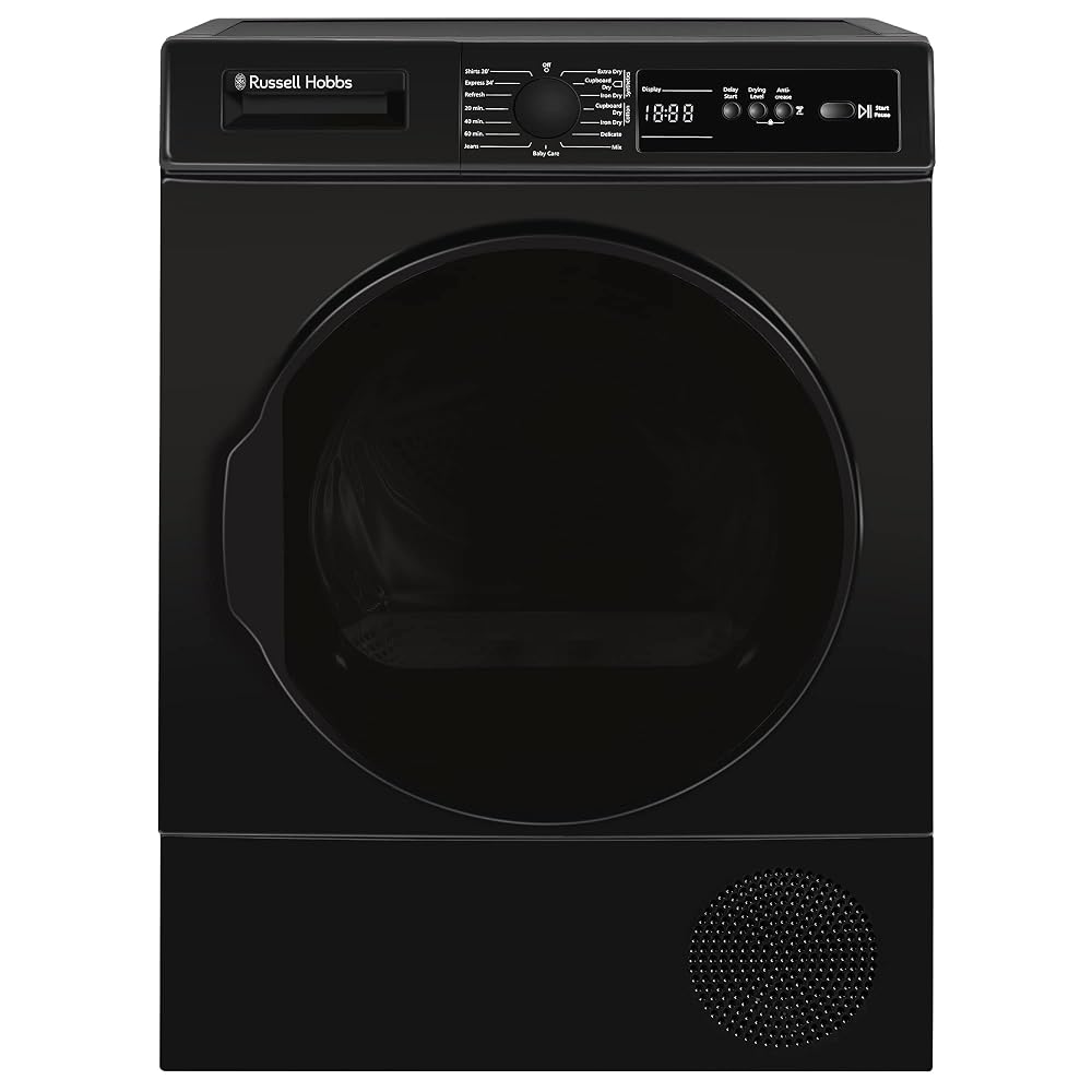 Russell Hobbs Freestanding Electric Heat Pump Condenser Tumble Dryer, 9kg, RH9HPTD111B - Black