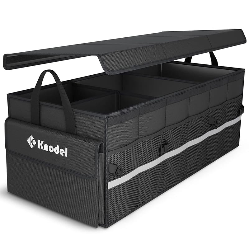 K KNODEL Car Boot Organiser with Foldable Cover, Large Boot Tidy for Car, Car Boot Storage Box and Bag, Boot Organiser for Small Car and SUV