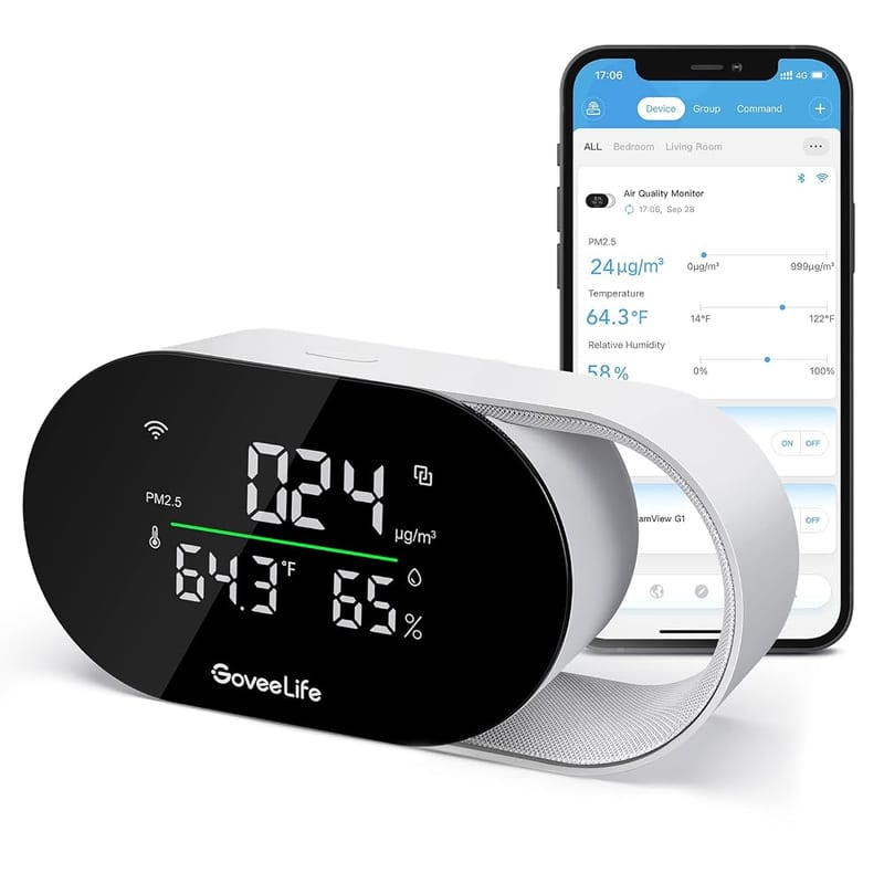 GoveeLife Smart Air Quality Monitor, PM2.5, WiFi, Temperature & Humidity Sensor, App Alerts
