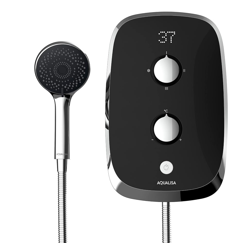 Aqualisa e-Motion Midnight Black Electric Shower, Digital Display, 8.5kW