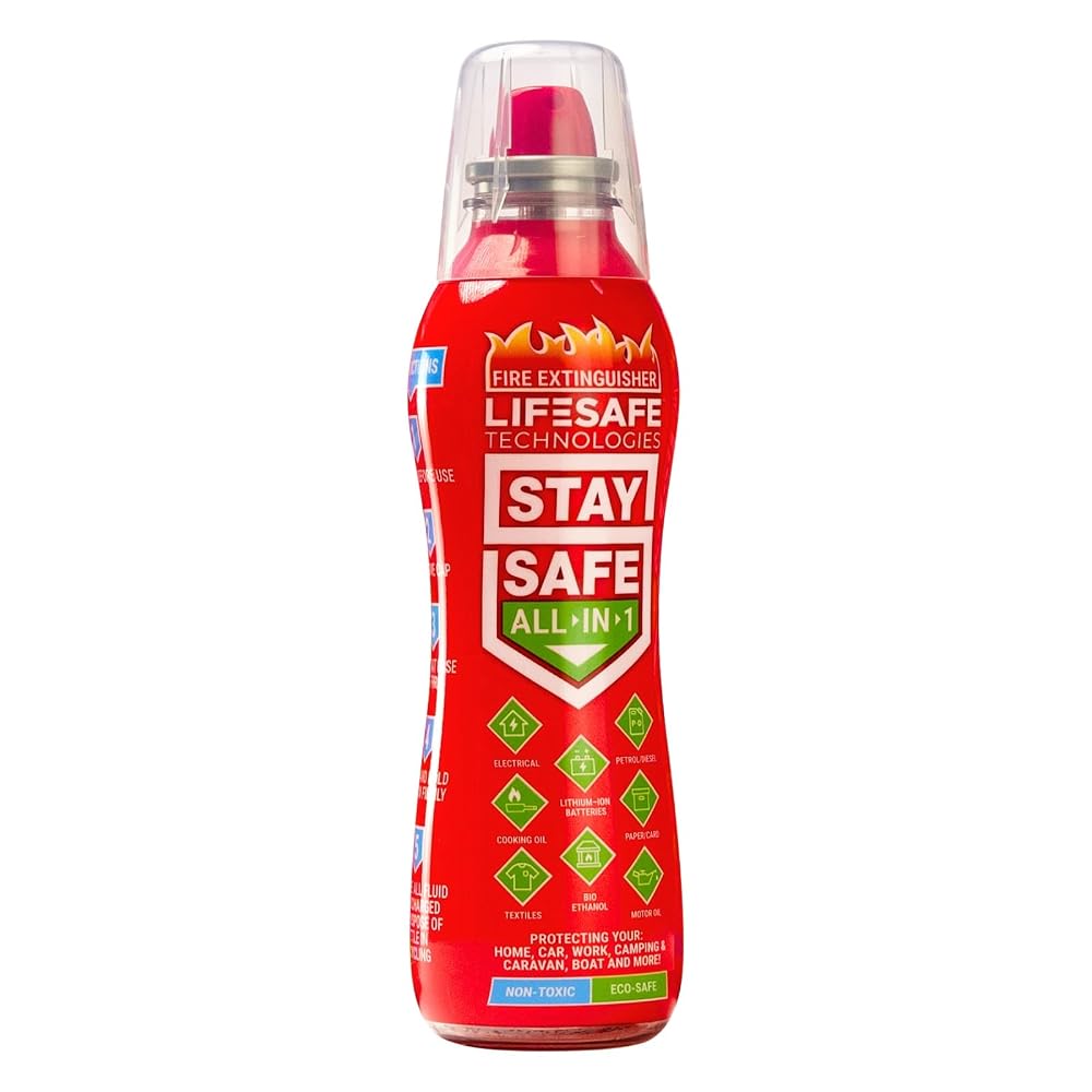 Small Fire Extinguisher for Home, Compact All-in-1 Fire Extinguisher for Car, Caravan, House, Kitchen and Camping, Multi-Purpose Spray for Electrical, Oil, Gas Fires