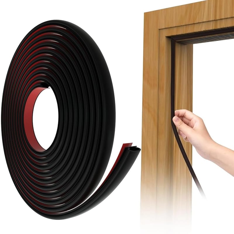 KAYLEINSTER 6M Black D-Shape Rubber Door Draught Excluder Strip | Self-Adhesive Weather Stripping for Doors & Windows, Seals 2.5-5.5mm Gaps, Waterproof & Soundproof Door Seal
