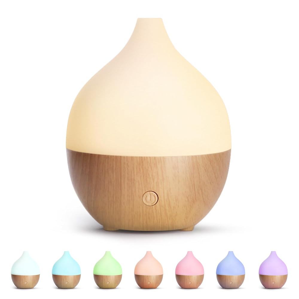 SALKING Essential Oil Diffuser, 100ml Small Aromatherapy Ultrasonic Cool Mist Humidifier with Warm White Lights