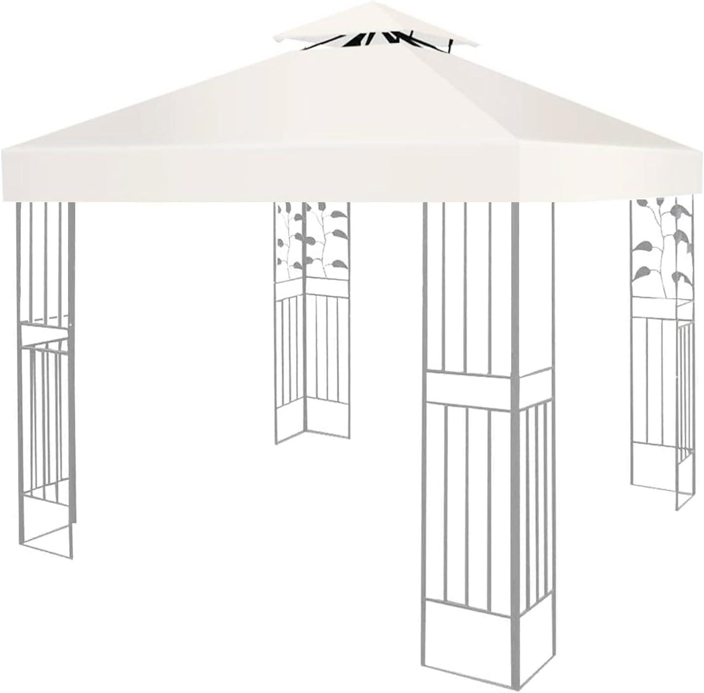 Gazebo Canopy Replacement Cover 3m x 3m, 160GSM Outdoor Garden Gazebo Waterproof Canopy with Double Decker Roof Cover (Top Only, Cream)