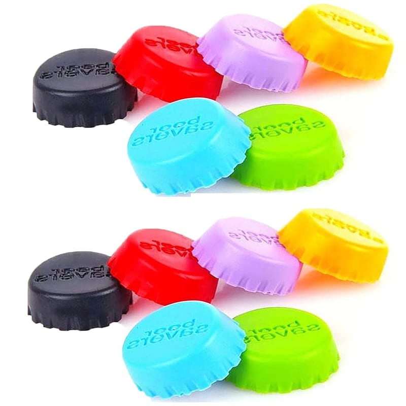 LMOGWL 12 Pieces Silicone Colored Bottle Cap, Reusable Silicone Bottle Cap, Silicone Beer Bottle Cap for Beer Stopper