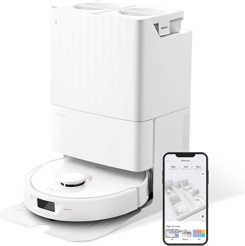 Roborock Q Revo Robot Vacuum and Mop, Auto-Drying, Auto Mop Washing, Dual Spinning Mops, Self-Emptying, Reactive Tech Obstacle Avoidance, 5500Pa Suction