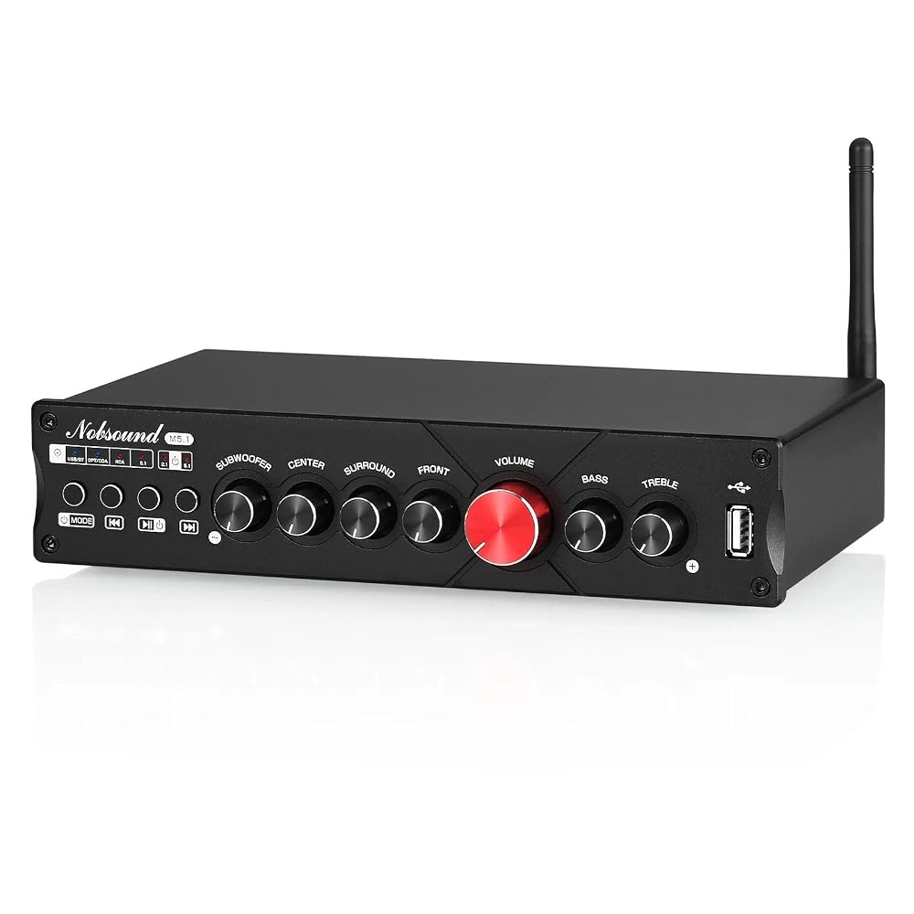 Nobsound HiFi 5.1 Channel Bluetooth Amplifier, Stereo Home Theater Power Amp with Subwoofer Output