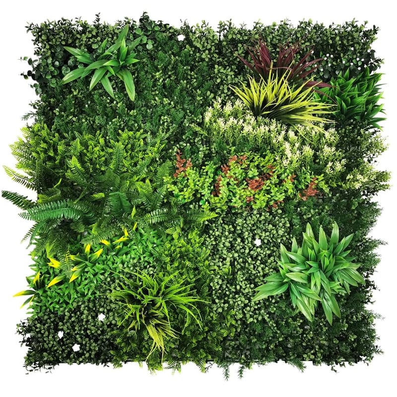 Ark Mat Artificial Plant Flower Living Wall Panels, Realistic Indoor/Outdoor Greenery, 1m x 1m (Lush Lonsdale)