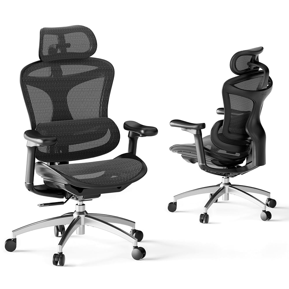 SIHOO Doro C300 Ergonomic Office Chair with Ultra Soft 3D Armrests, Dynamic Lumbar Support for Home Office, Adjustable Backrest, Black