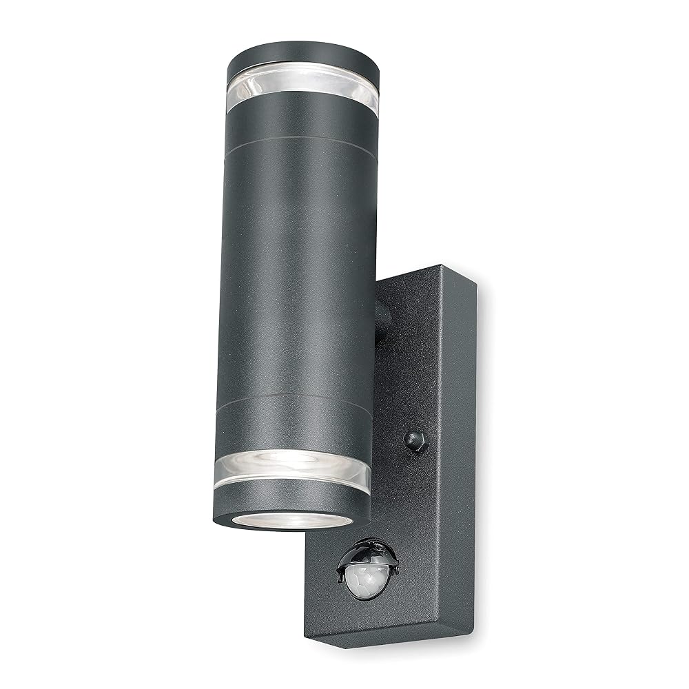 4lite Marinus Outdoor Up & Down Wall Light with PIR Motion Sensor, Anthracite, Rust-Free IP44