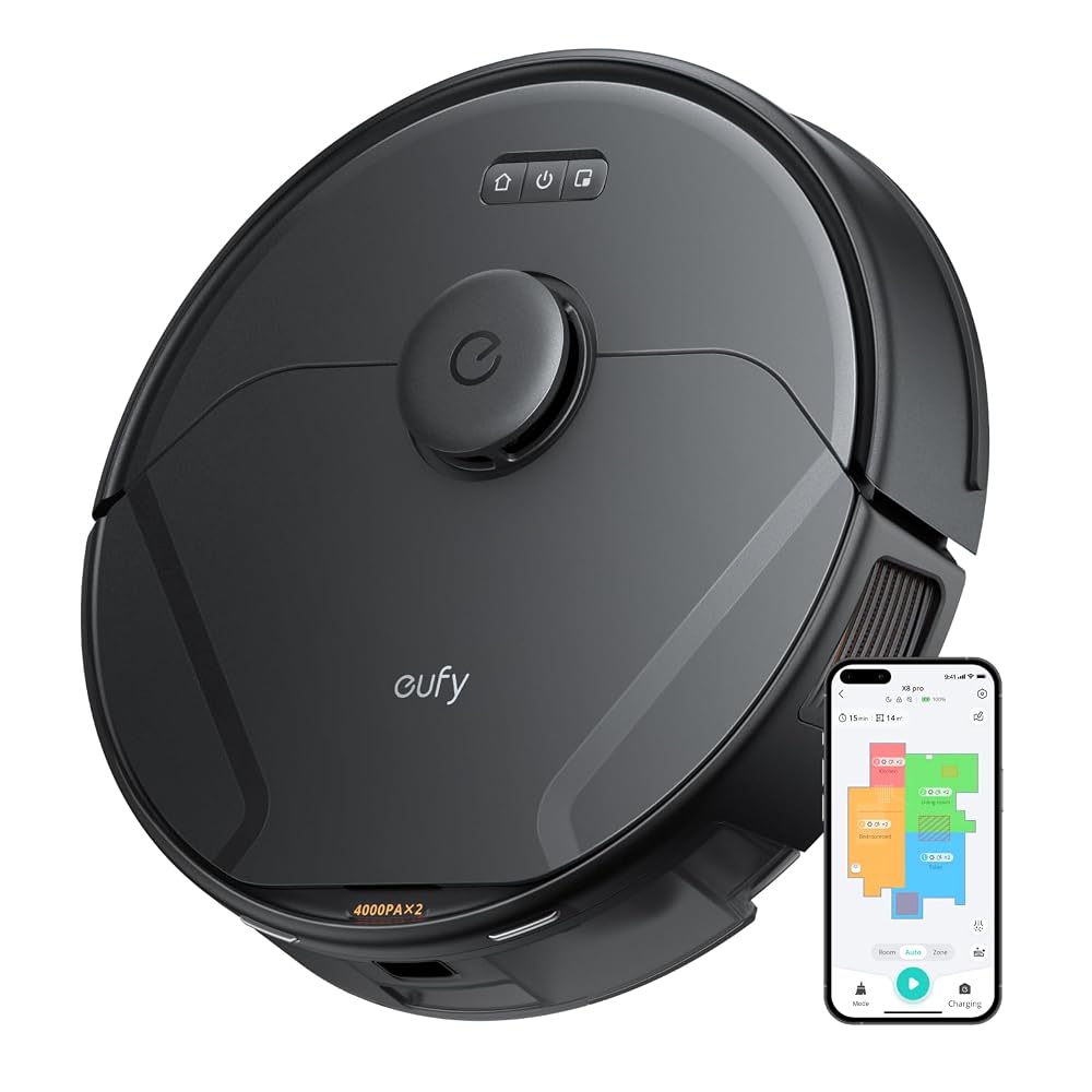 eufy X8 Pro Robot Vacuum Cleaner with Mop, Twin-Turbine 2x 4,000 Pa Suction, iPath Laser Navigation